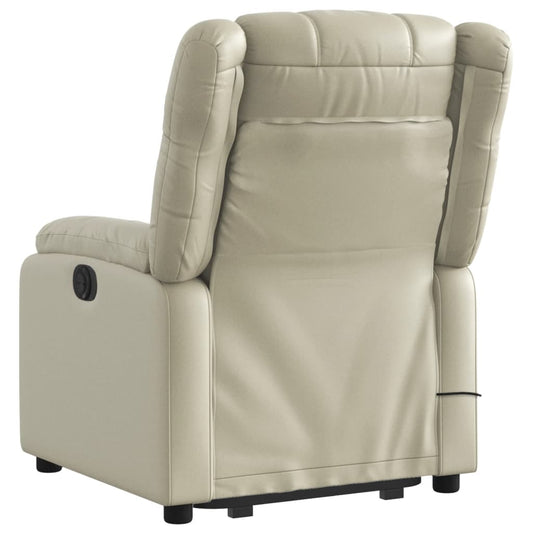 vidaXL Stand up Massage Recliner Chair Cream Faux Leather