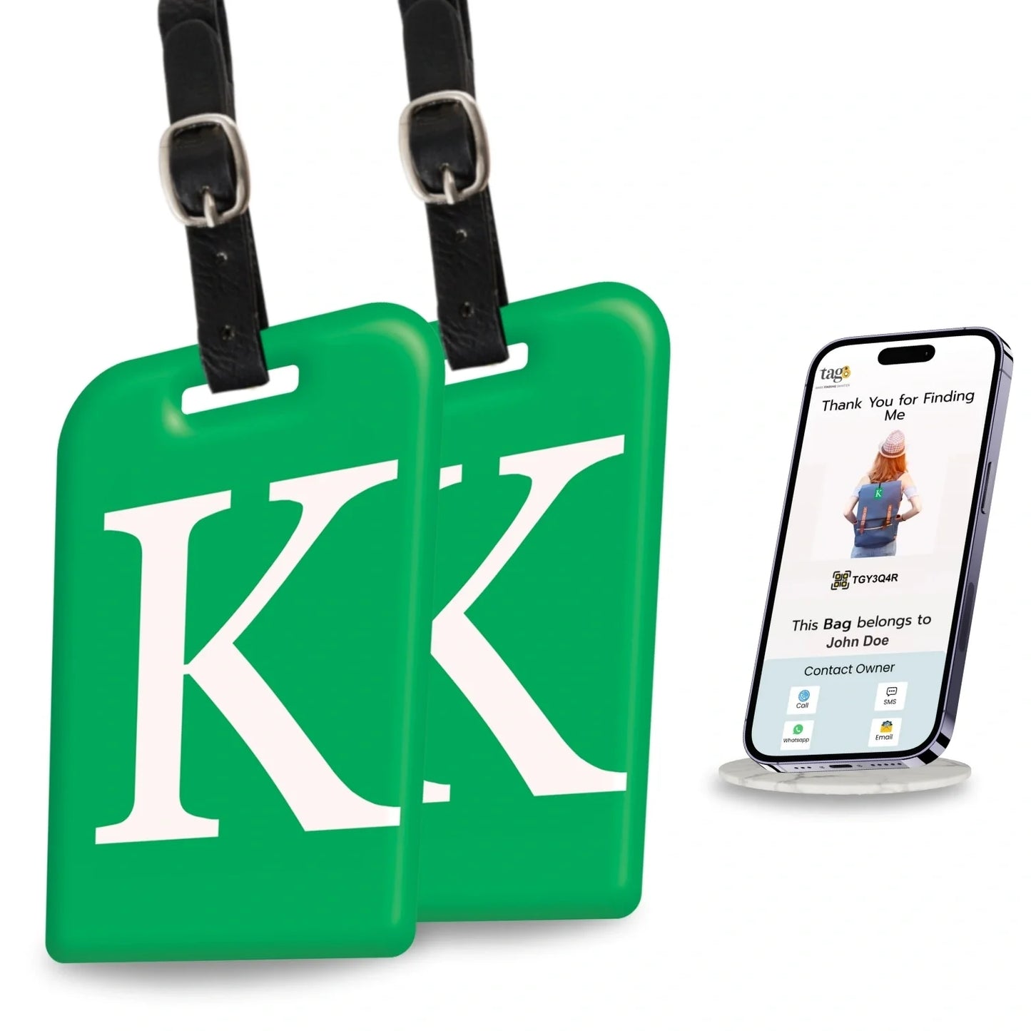 Initials Bag tag K  [pack 2]